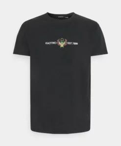 Kaotiko - Unisex BEETLE - T-Shirt Print - Black Acid Wash