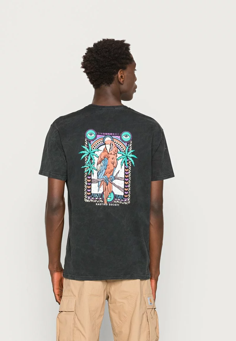 Kaotiko WASHED PARROT - T-Shirt Print - Black - Unisex 3 Kaotiko WASHED PARROT - T-Shirt Print - Black - Unisex