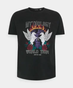 Kaotiko PEGASUS WASHED UNISEX - T-Shirt Print - Black Acid Wash