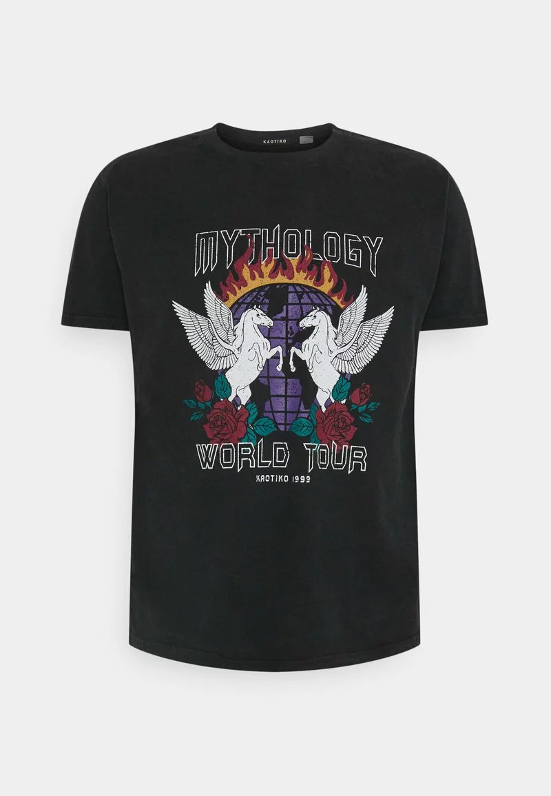 Kaotiko PEGASUS WASHED UNISEX - T-Shirt Print - Black Acid Wash 3 Kaotiko PEGASUS WASHED UNISEX - T-Shirt Print - Black Acid Wash