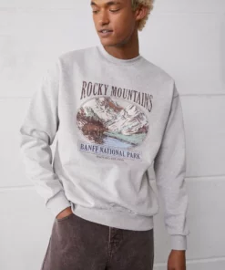 Kaotiko CREW ROCKS MOUNTAINS UNISEX - Sweatshirt - Grey