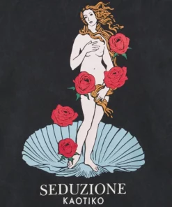 Kaotiko - Unisex WASHED VENUS ROSES - T-Shirt Print - Black Acid Wash -Kaotiko || Fire & Glory Populaire Magasin 2dbeed71ef8647e6a5659428b4f464b5