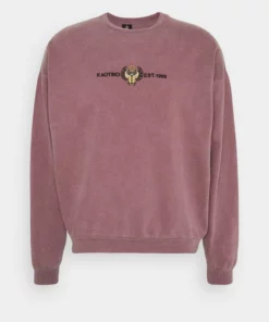 Kaotiko CREW WASHED BEETLE - Sweatshirt - Bordeaux - Unisex