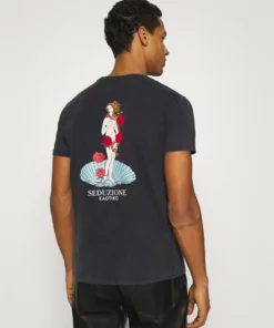 Kaotiko - Unisex WASHED VENUS ROSES - T-Shirt Print - Black Acid Wash