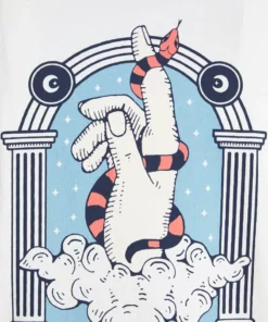 Kaotiko - Unisex WASHED HAND SNAKE - T-Shirt Print - White -Kaotiko || Fire & Glory Populaire Magasin 7809230e187544549c83c2d4e4f1f57c