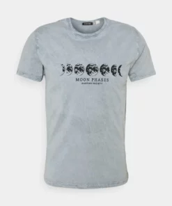 Kaotiko - Herren WASHED MOON PHASES - T-Shirt Print - Acero