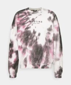 Kaotiko - Herren CREW TIE DYE - Sweatshirt - Black/white