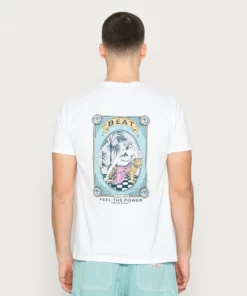 Kaotiko WASHED FEEL THE POWER - T-Shirt Print - White - Unisex