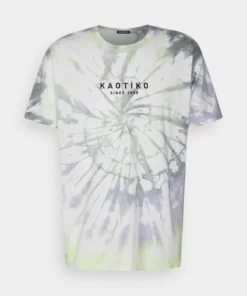 Kaotiko - Herren TIE DYE ESPIRAL - T-Shirt Print - Lime/grey